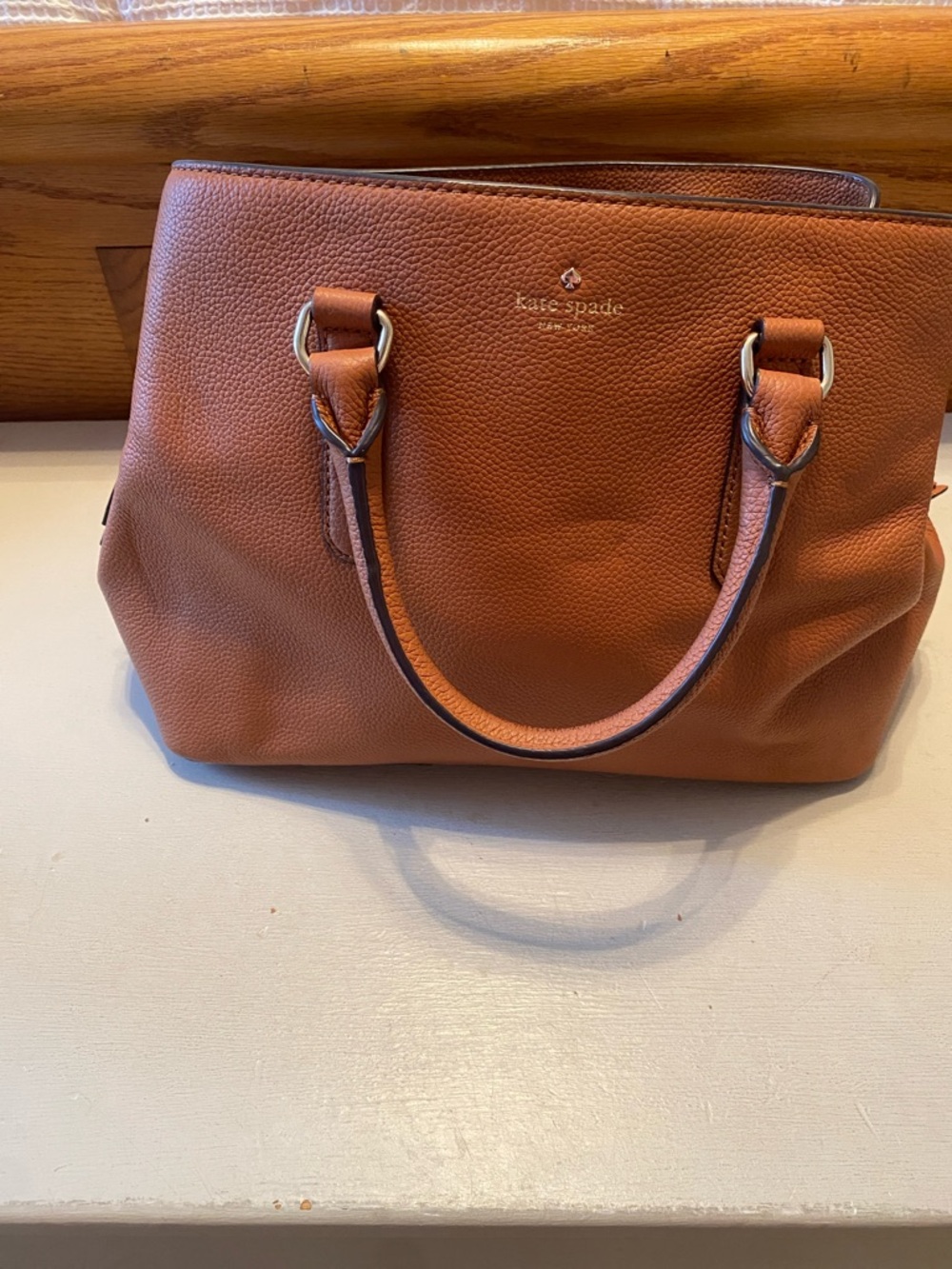 kate spade brown pebbled leather handbag